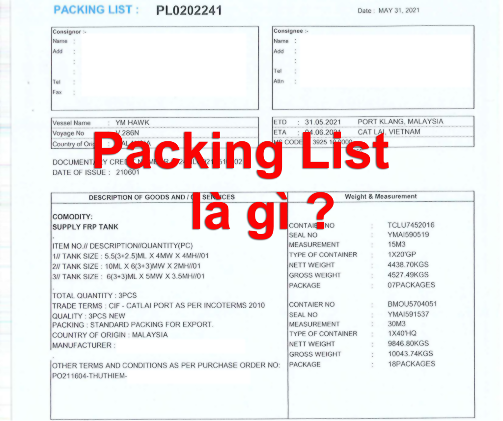 Packing List là gì