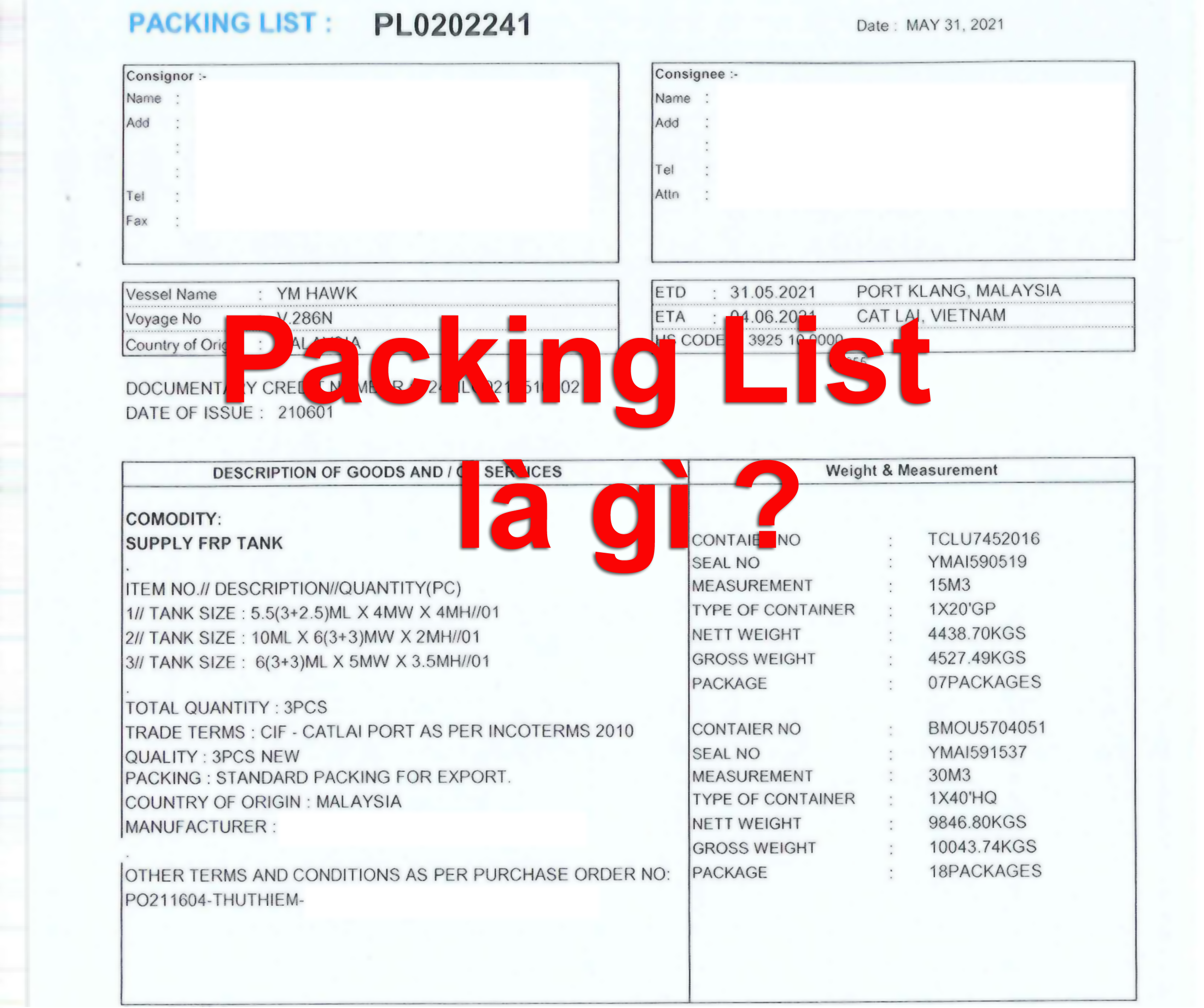 Packing List là gì